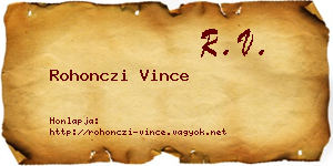 Rohonczi Vince névjegykártya